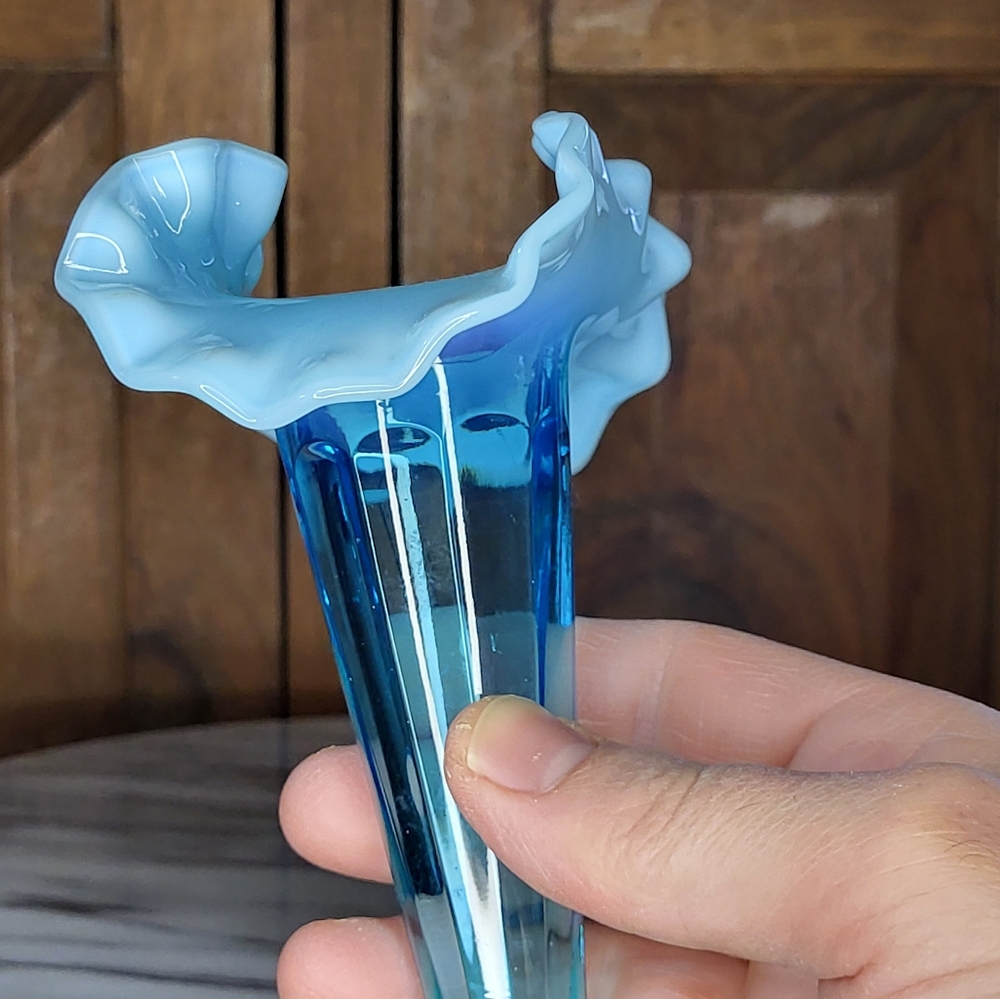 Antique Blue Glass Vase - Picture 13 of 14